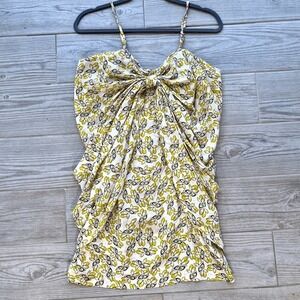 Stella & Jamie Yellow Floral Sleeveless Dress Medium - Mini Sundress